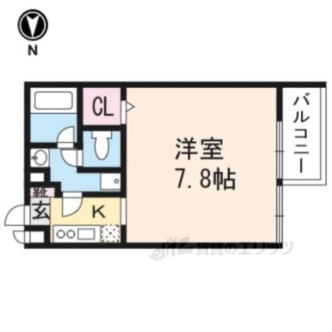 ウェルスクエア京都西陣(1K/4階)の間取り写真