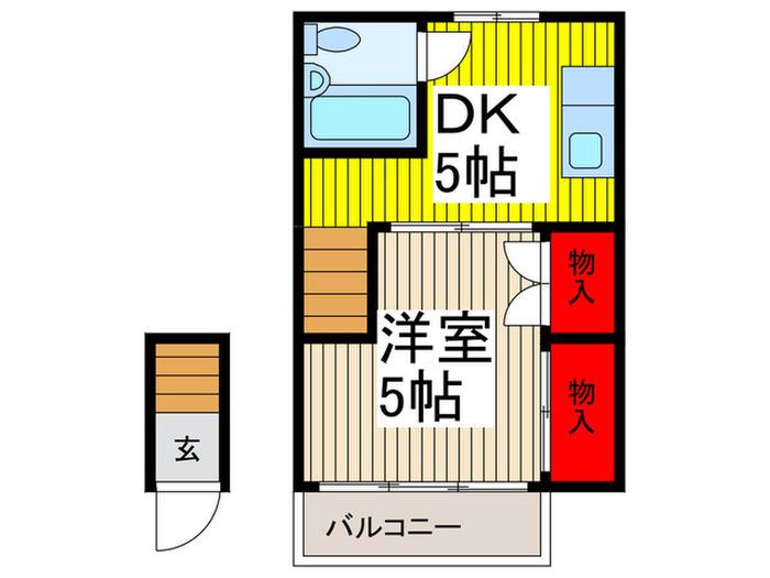 石田様方(1DK/2階)の間取り写真