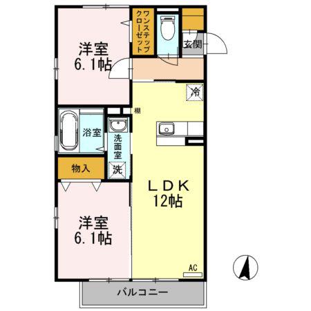 アゼリア(2LDK/2階)の間取り写真