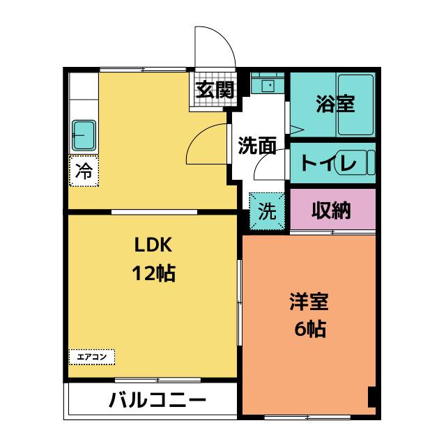 シャモニー(2DK/3階)の間取り写真