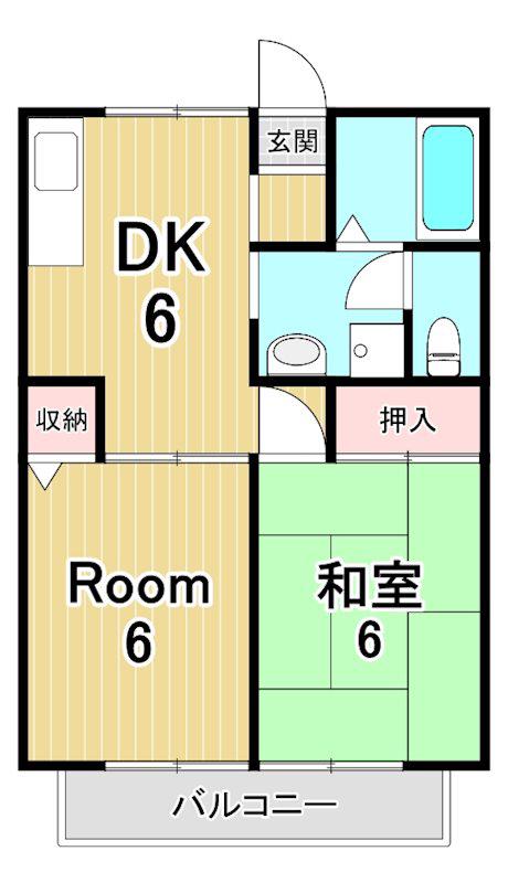 ビバーチェ瀬田(2DK/1階)の間取り写真