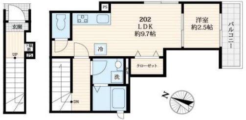 アルテ柏木(1LDK/2階)の間取り写真