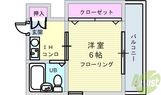 メゾン豊中(1K/2階)の間取り写真