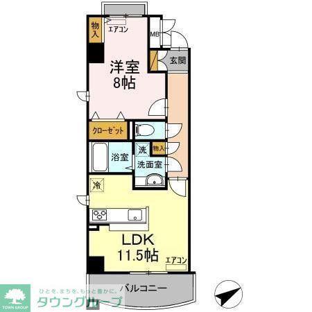 ベルファミーユ高根台III(1LDK/6階)の間取り写真