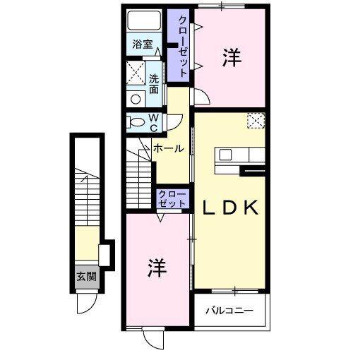 サンシャインB(2LDK/2階)の間取り写真