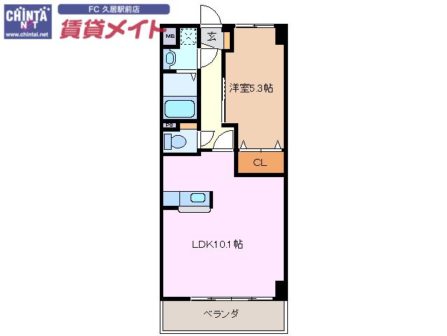 アーバンヒルズ城山(1LDK/6階)の間取り写真