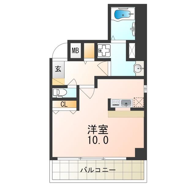 マイボヌール(1K/6階)の間取り写真
