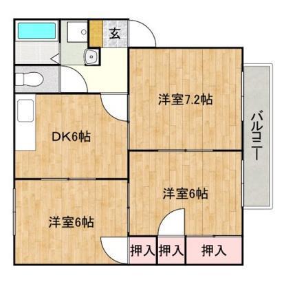 セジュール天神C棟(3DK/2階)の間取り写真