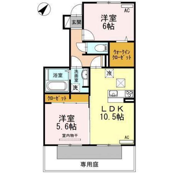 ファミール・ドミ(2LDK/1階)の間取り写真