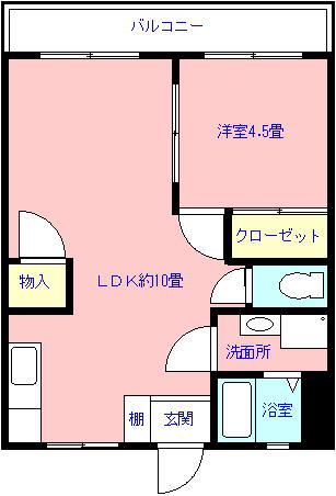 BELLS(1LDK/3階)の間取り写真