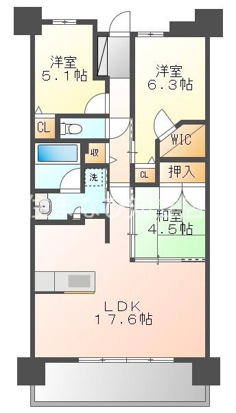 カルティア刈谷松坂(3LDK/14階)の間取り写真