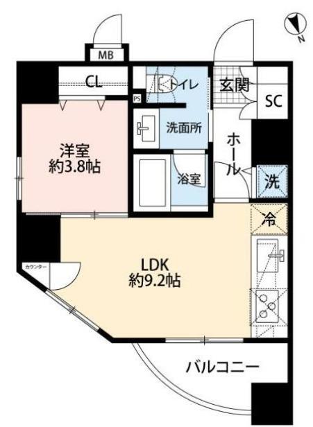 パレ・ソレイユアキバイースト(1LDK/10階)の間取り写真