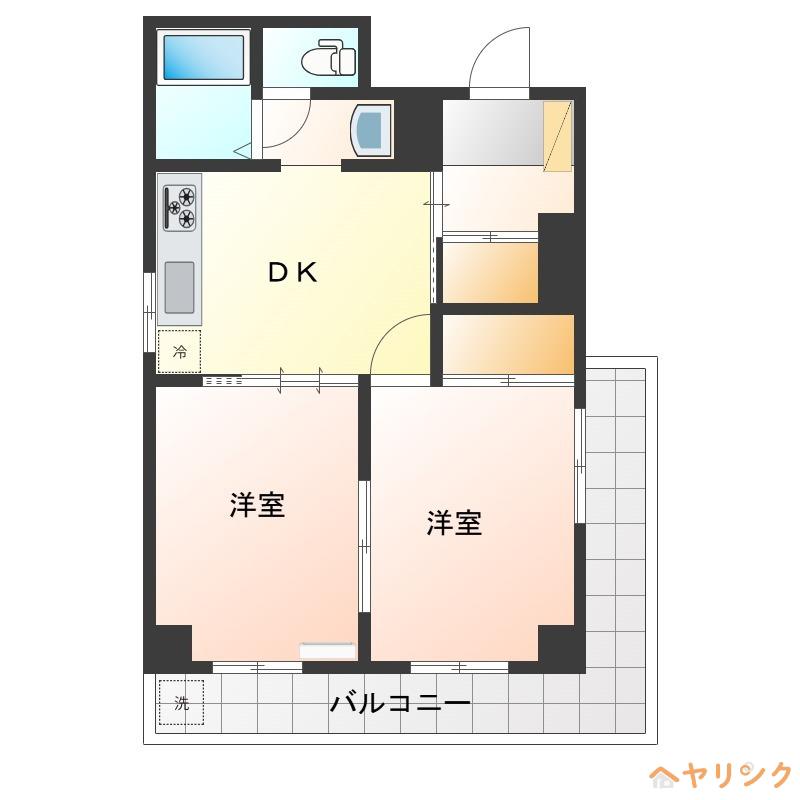 サンシャトー吉田(2DK/2階)の間取り写真
