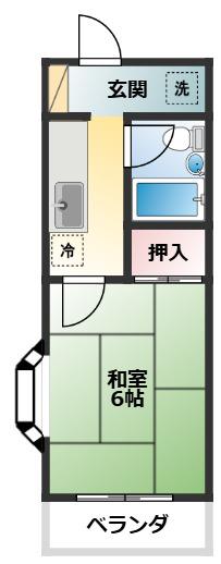 Fビル(1K/2階)の間取り写真