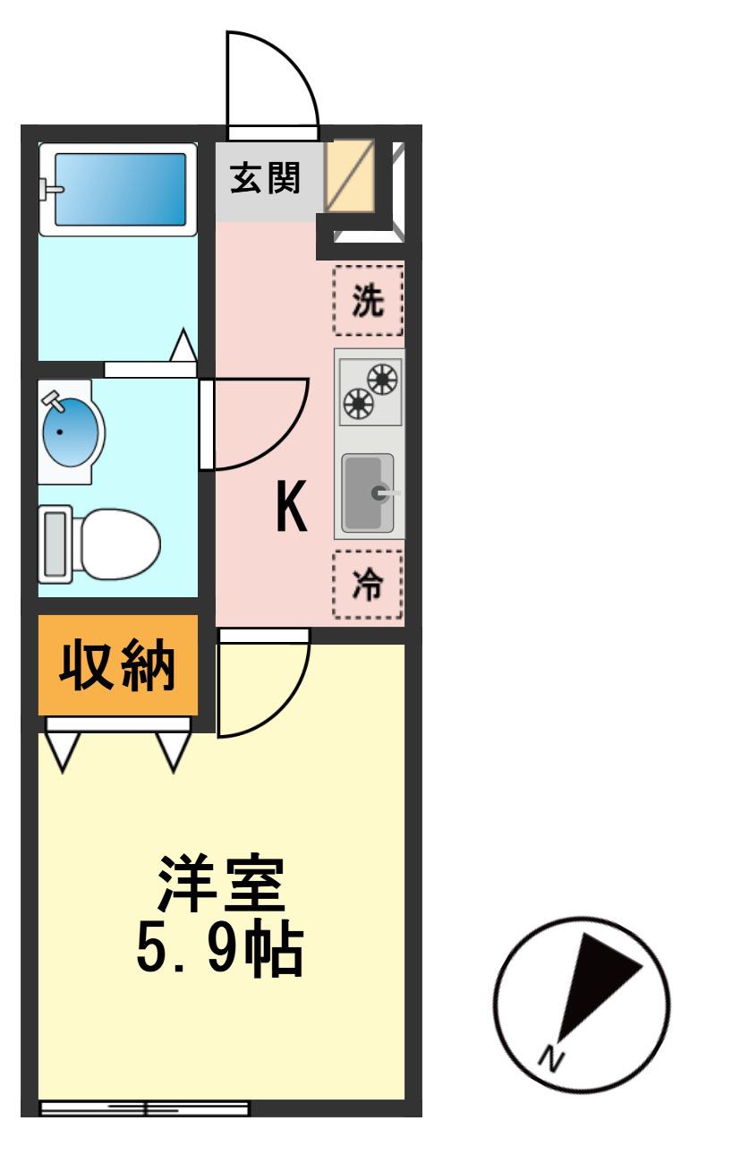 ブランノワール小岩(1K/2階)の間取り写真