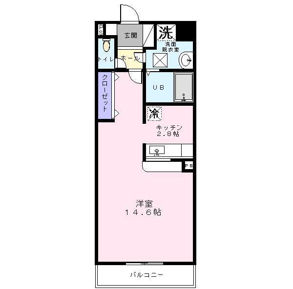 グレイスフローラ(ワンルーム/2階)の間取り写真