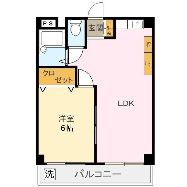 正興鶴瀬駅前マンション(1LDK/3階)の間取り写真