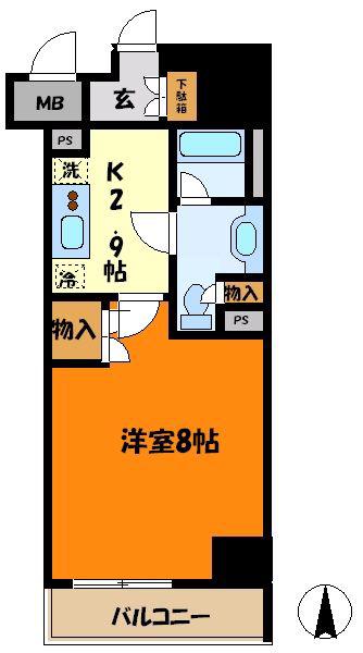 シエル武蔵小杉(1K/3階)の間取り写真
