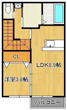 グラン岡垣IV(1LDK/2階)の間取り写真