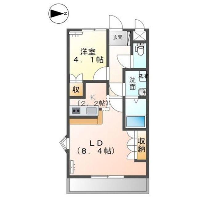 フローリッシュ若宮(1LDK/2階)の間取り写真