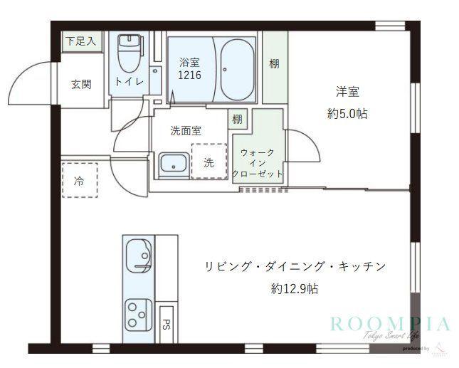 レピュア目黒本町レジデンス(1LDK/1階)の間取り写真