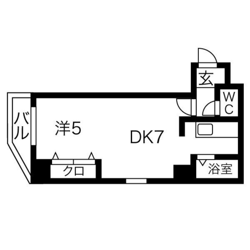 ミラバ澄川(1DK/9階)の間取り写真