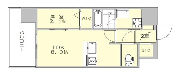 デュ・レジア博多レジデンス(1LDK/9階)の間取り写真