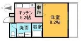ビュー倉敷(1K/2階)の間取り写真