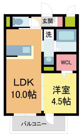 アビタシオン西宮(1LDK/2階)の間取り写真