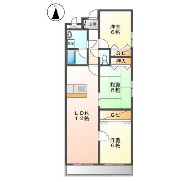ロックガーデン北棟(3LDK/3階)の間取り写真