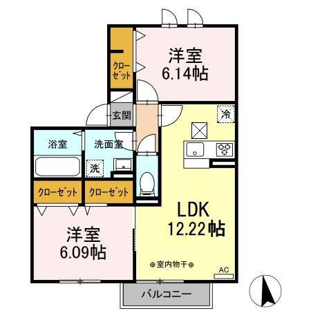 ドエルSEN I(2LDK/1階)の間取り写真