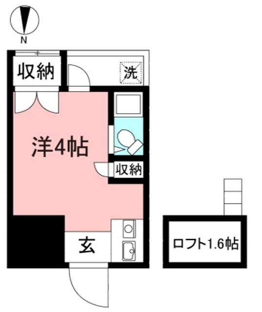 スカイハイム(ワンルーム/1階)の間取り写真