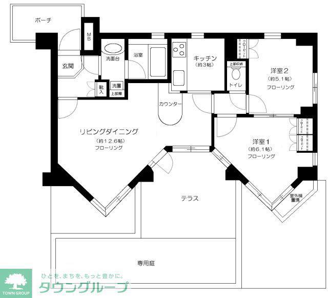 ジェイパーク高田馬場プレジャーステージ(2LDK/1階)の間取り写真