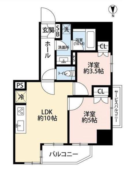 プレール・ドゥーク菊川駅前(2LDK/5階)の間取り写真