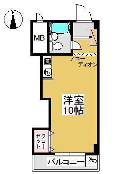 エクセル栗林(ワンルーム/4階)の間取り写真