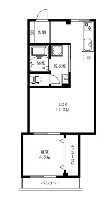 安田ビル(1LDK/3階)の間取り写真
