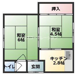白鶴荘(2K/1階)の間取り写真