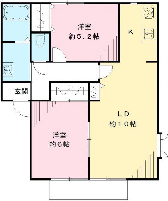 グランシャリオ B(2LDK/2階)の間取り写真