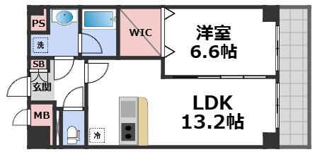 ドミールII オオハマ(1LDK/2階)の間取り写真
