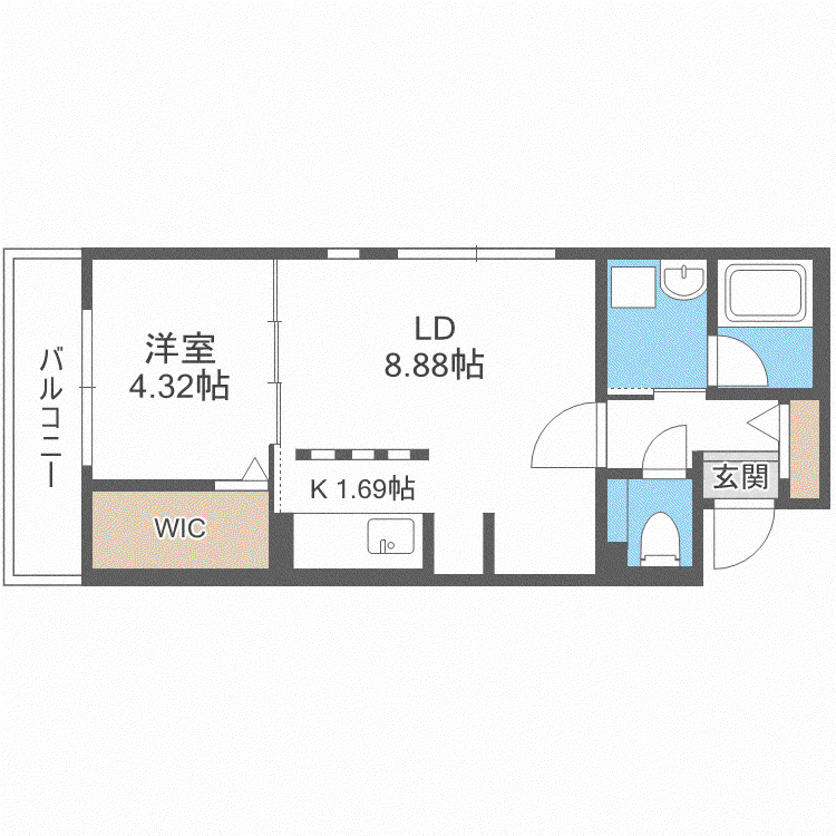 エルム北円山(1LDK/5階)の間取り写真