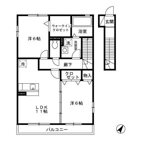 アゼリアコート(2LDK/2階)の間取り写真