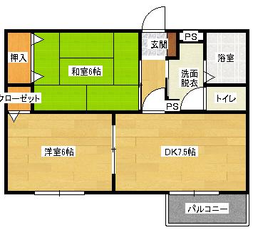 エスポワール21(2DK/2階)の間取り写真