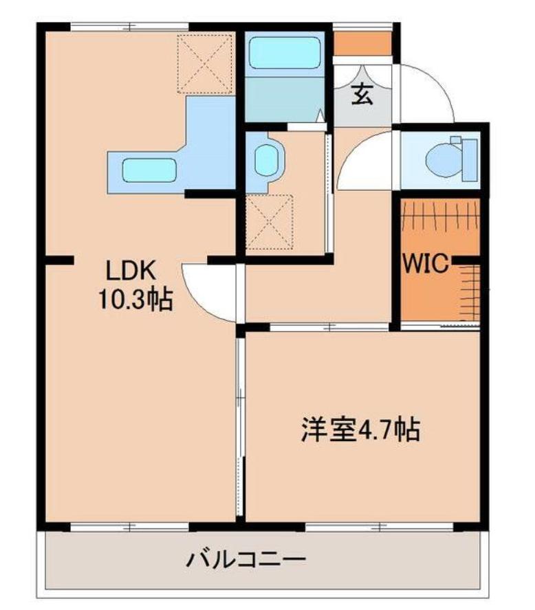 テレパレス榴ヶ岡1号棟(1LDK/1階)の間取り写真