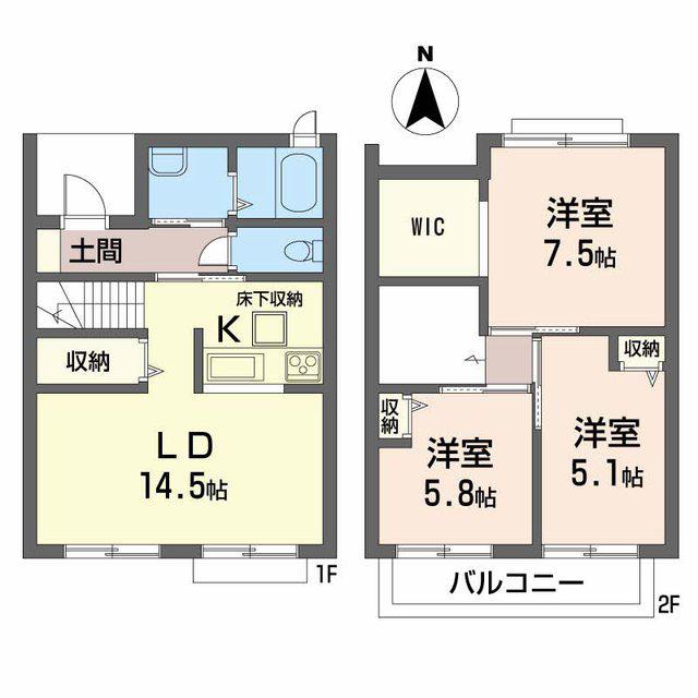デルタ・ケーテイC(3LDK/1階)の間取り写真