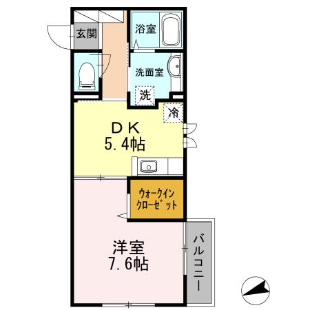 ディアコート(1DK/3階)の間取り写真