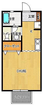 ニューセジュールハイツ(1K/2階)の間取り写真