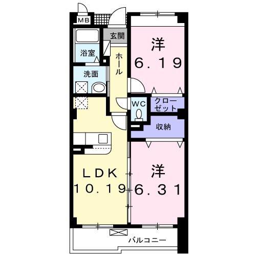 フィオーレ(2LDK/2階)の間取り写真