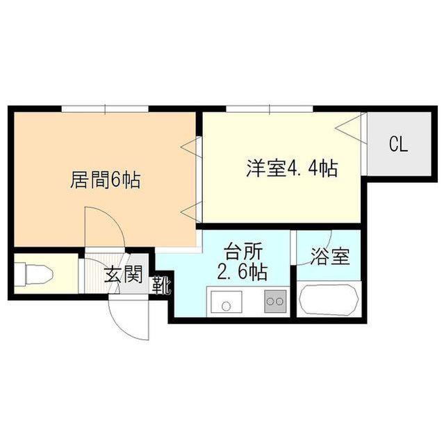 ツインズ南8条壱番館(1LDK/3階)の間取り写真