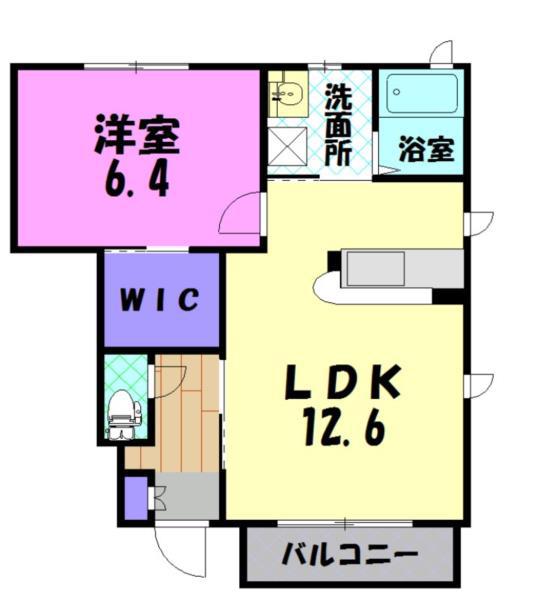 リヴェール A(1LDK/1階)の間取り写真