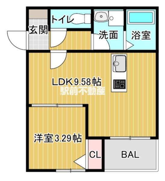 MAISON HAKATA MINAMI (1LDK/1階)の間取り写真